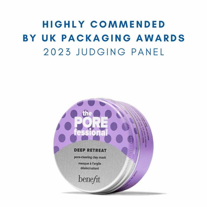Highly Commended Award for Roberts Metal Packaging's Benefit Cosmetics POREfessional Packaging