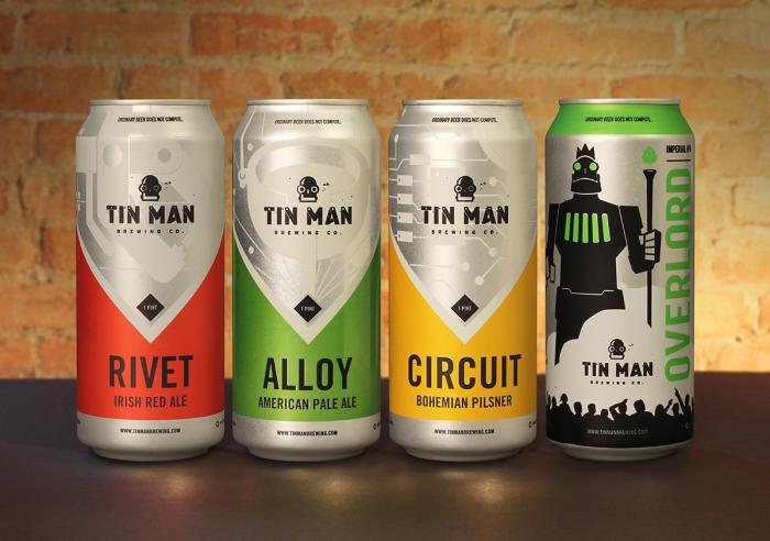 Tin Man Brewing Co. offers four of its core beers in Rexam cans