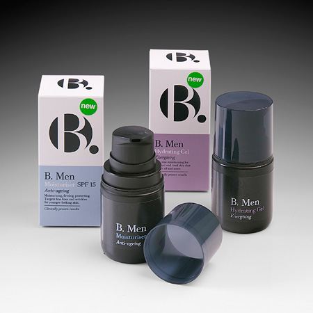M&H package the new B. Men moisturiser for Potter & Moore and Superdrug